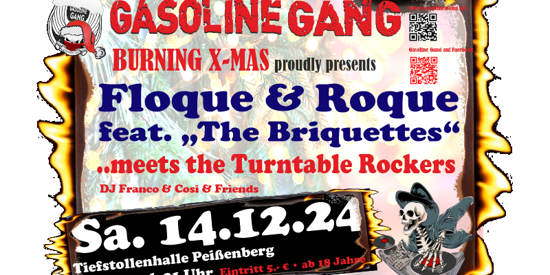 Plakat zur Party am 14.12.2024 mit Floque & Roque feat. the Briquettes & Turntable Rockers